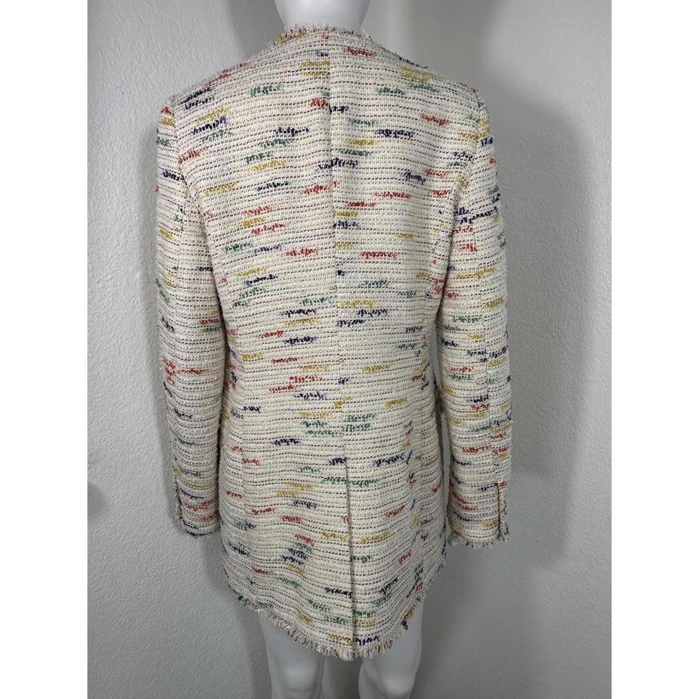 New Pearl By Lela Rose Sz 8 Tweed Blazer Jacket Fringe Trim Chic Preppy Classic - Picture 2 of 8